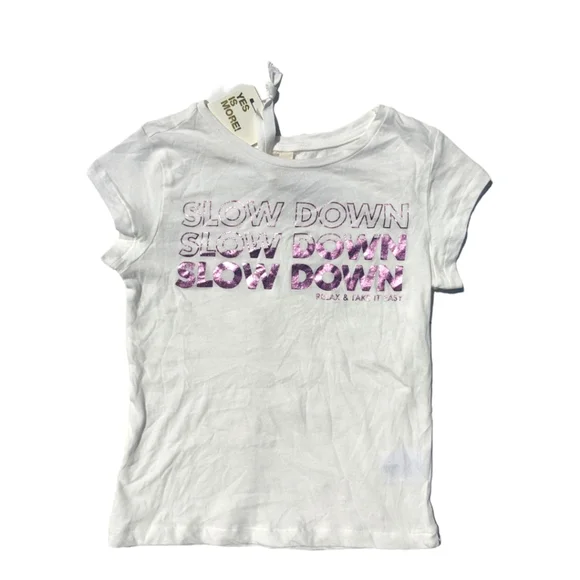 CKS Girls size 6 Slow Down Relax & Take it Easy Purple/White Tshirt - Picture 1 of 7